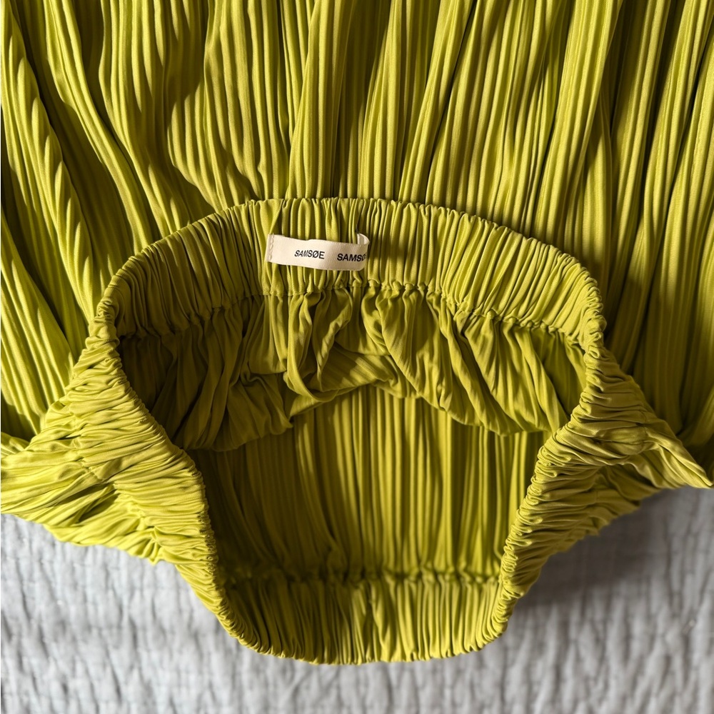 Samsøe Samsøe Lime Green Pleated Skirt